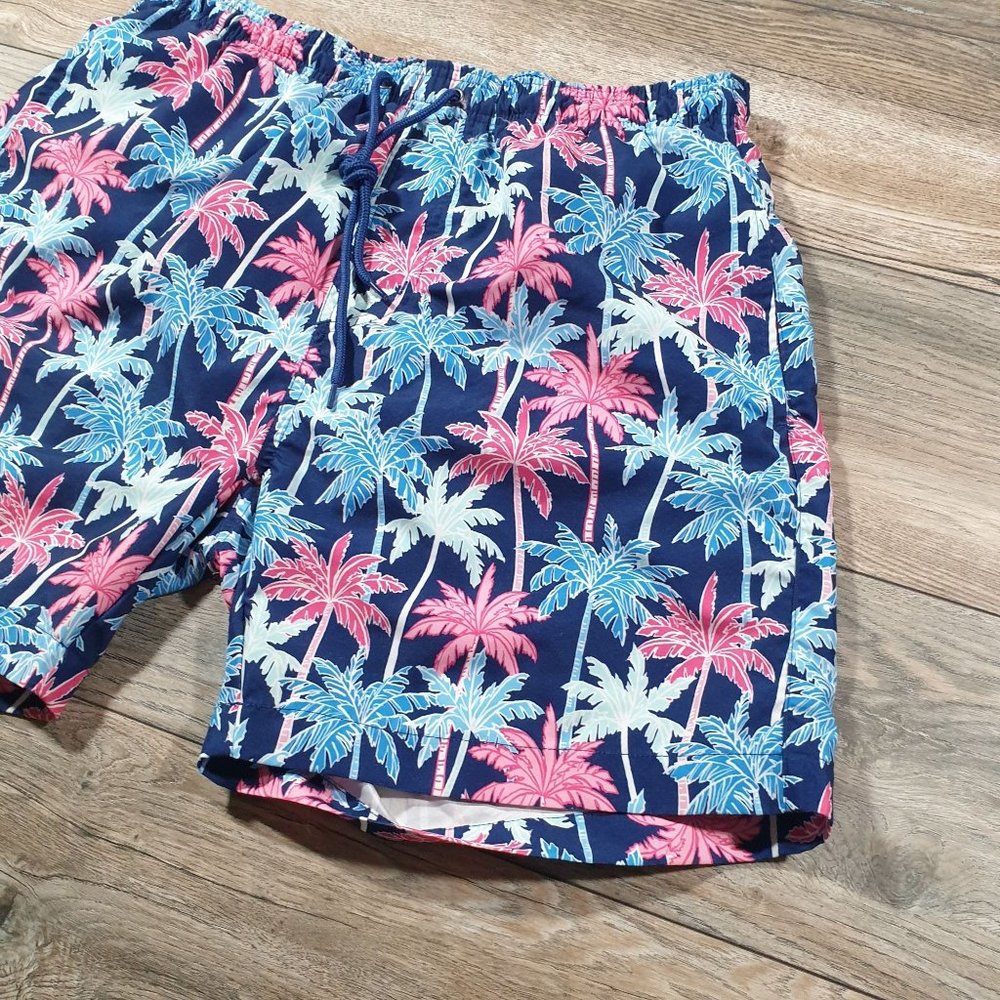 Ocean Gear Mens Large Swim Trunks Pink Blue Palm Trees Pool Beach Vacation Party - Picture 4 of 10